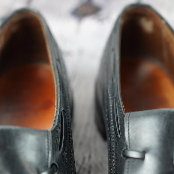 Allen Edmonds Arlington Black Leather 10.5 Mens Shoe Wingtip Brogues Tassels USA - Picture 9 of 16